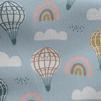 Rainbow Hot Air Balloon Jersey Backed Fleece