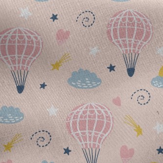 Cute Hot Air Balloon Jersey Backed Fleece