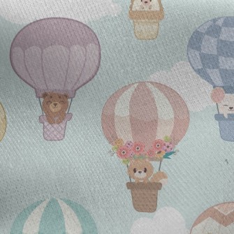 Cute Animal Hot Air Balloon Jersey Backed Fleece