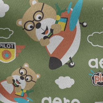 Bear Plane Jersey Backed Fleece