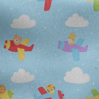 Cute Animal Plane Jersey Backed Fleece