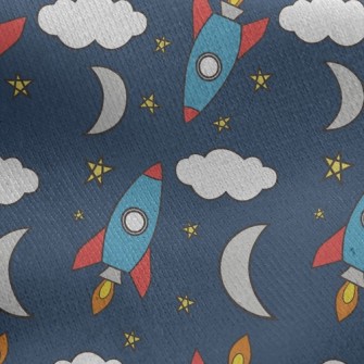 Moon And Rocket Jersey Backed Fleece