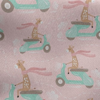 Giraffe Riding A Motorcycle Jersey Backed Fleece