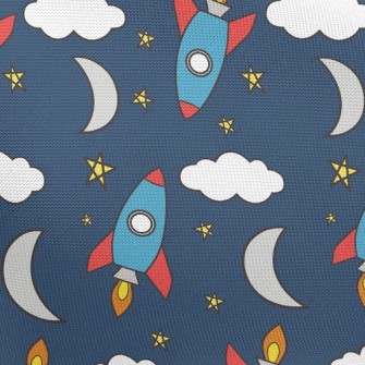 Moon And Rocket Pongee