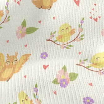 Happy Owl And Bird Stretch Jersey