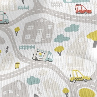 Road Map And Car Stretch Jersey