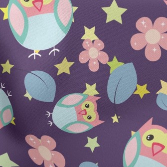 Flower Owl Lightweight Cotton Poplin