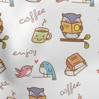 Coffee Bird Lightweight Cotton Poplin