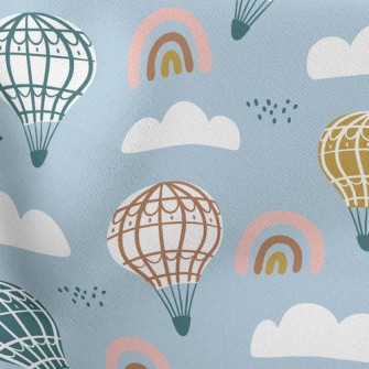 Rainbow Hot Air Balloon Lightweight Cotton Poplin