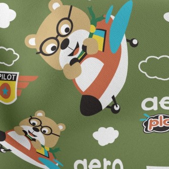Bear Plane Lightweight Cotton Poplin