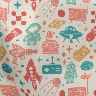 Robot Flying Saucer Rocket Lightweight Cotton Poplin
