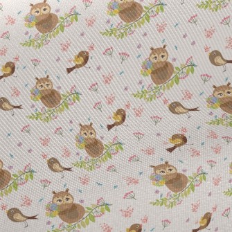 Singing Bird And Owl Midweight Cotton Poplin