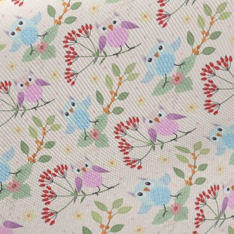 Flower Owl Midweight Cotton Poplin