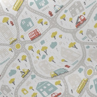Road Map And Car Midweight Cotton Poplin
