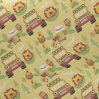 Lion Giraffe Jungle Car Midweight Cotton Poplin