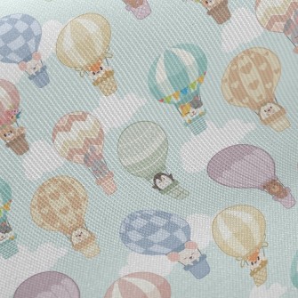 Cute Animal Hot Air Balloon Midweight Cotton Poplin