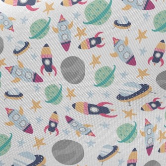 Space Planet Rocket Midweight Cotton Poplin