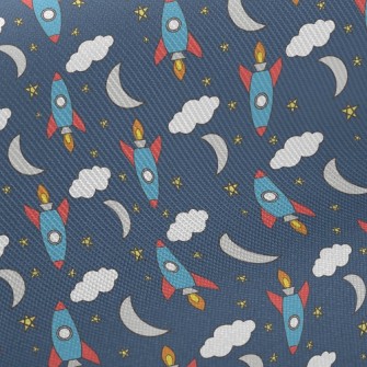Moon And Rocket Midweight Cotton Poplin