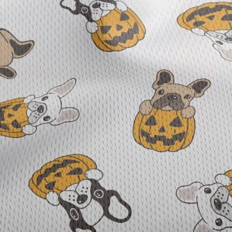 Bulldog Halloween Pumpkin Athletic Mesh Flat Back