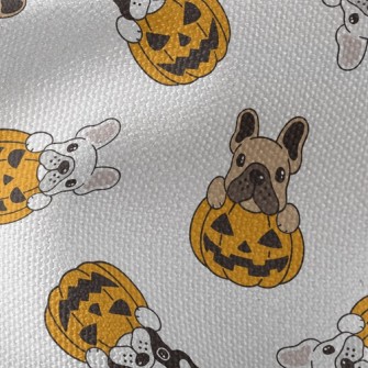 Bulldog Halloween Pumpkin Waterproof Canvas