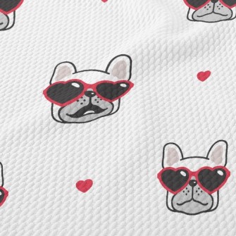 Bulldog Wearing Love Glasses Birdseye Piqué