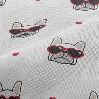 Bulldog Wearing Love Glasses Performance Linen