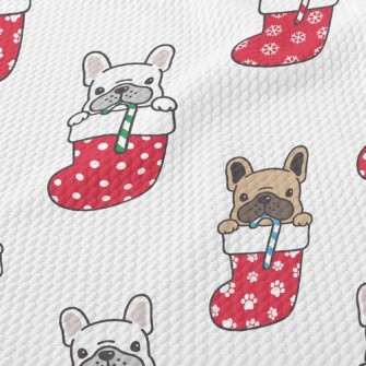 Christmas Stocking Bulldog Birdseye Piqué