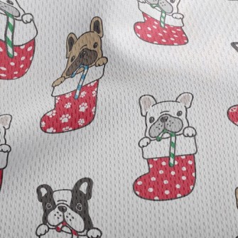 Christmas Stocking Bulldog Athletic Mesh Flat Back