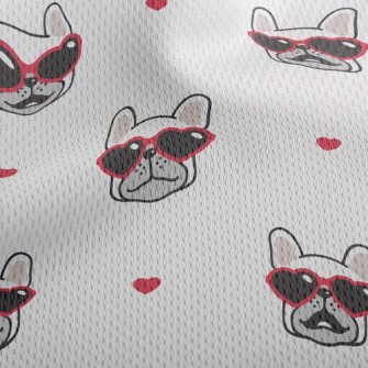 Bulldog Wearing Love Glasses Athletic Mesh Flat Back