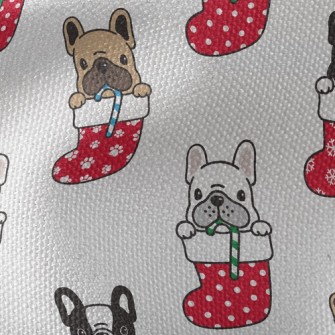 Christmas Stocking Bulldog Waterproof Canvas