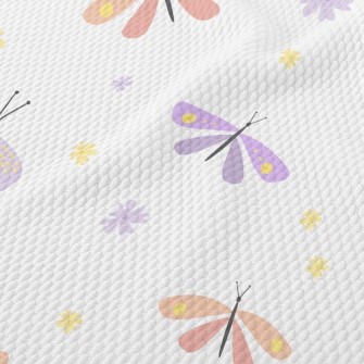 Pink Dragonfly And Butterfly Birdseye Piqué