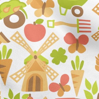 Cartoon Farm Windmill Micro Fleece