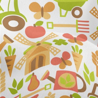 Cartoon Farm Windmill Lightweight Performance Linen