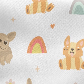 Lively Puppy Sticking Out Tong Jersey Backed Fleece