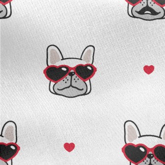 Bulldog Wearing Love Glasses Jersey Backed Fleece