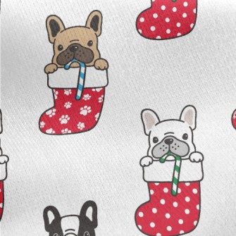 Christmas Stocking Bulldog Jersey Backed Fleece