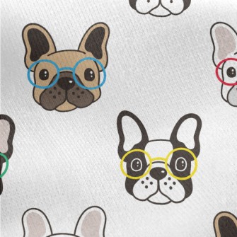 Playful Glasses Bulldog Jersey Backed Fleece