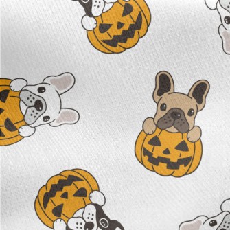 Bulldog Halloween Pumpkin Jersey Backed Fleece