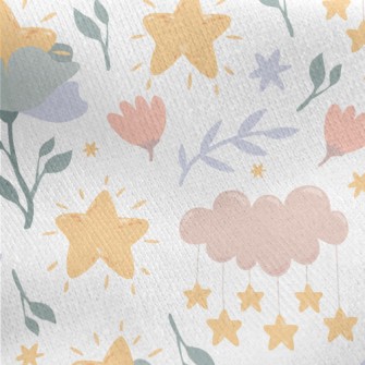 Star Shaped Flowers Jersey Backed Fleece