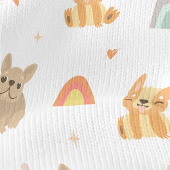 Lively Puppy Sticking Out Tong Stretch Jersey