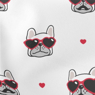 Bulldog Wearing Love Glasses Lightweight Cotton Poplin