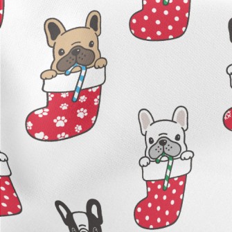 Christmas Stocking Bulldog Lightweight Cotton Poplin