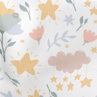 Star Shaped Flowers Lightweight Cotton Poplin