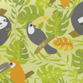 Wild Sloth Toucan Midweight Cotton Poplin