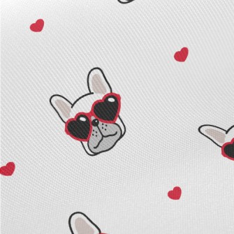 Bulldog Wearing Love Glasses Midweight Cotton Poplin