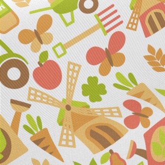 Cartoon Farm Windmill Midweight Cotton Poplin