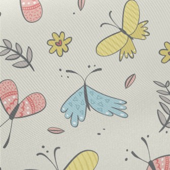 Happy Flying Little Butterfly Midweight Cotton Poplin