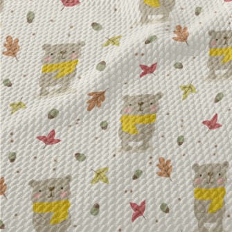 Autumn Scarf Bear Birdseye Piqué