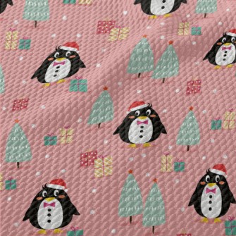 Penguin Wearing Santa Hat Birdseye Piqué