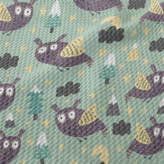 Picture Book Style Owl Birdseye Piqué